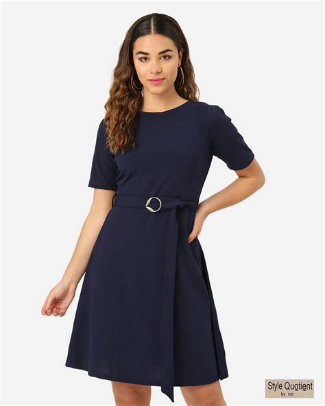 solid navy blue dress.